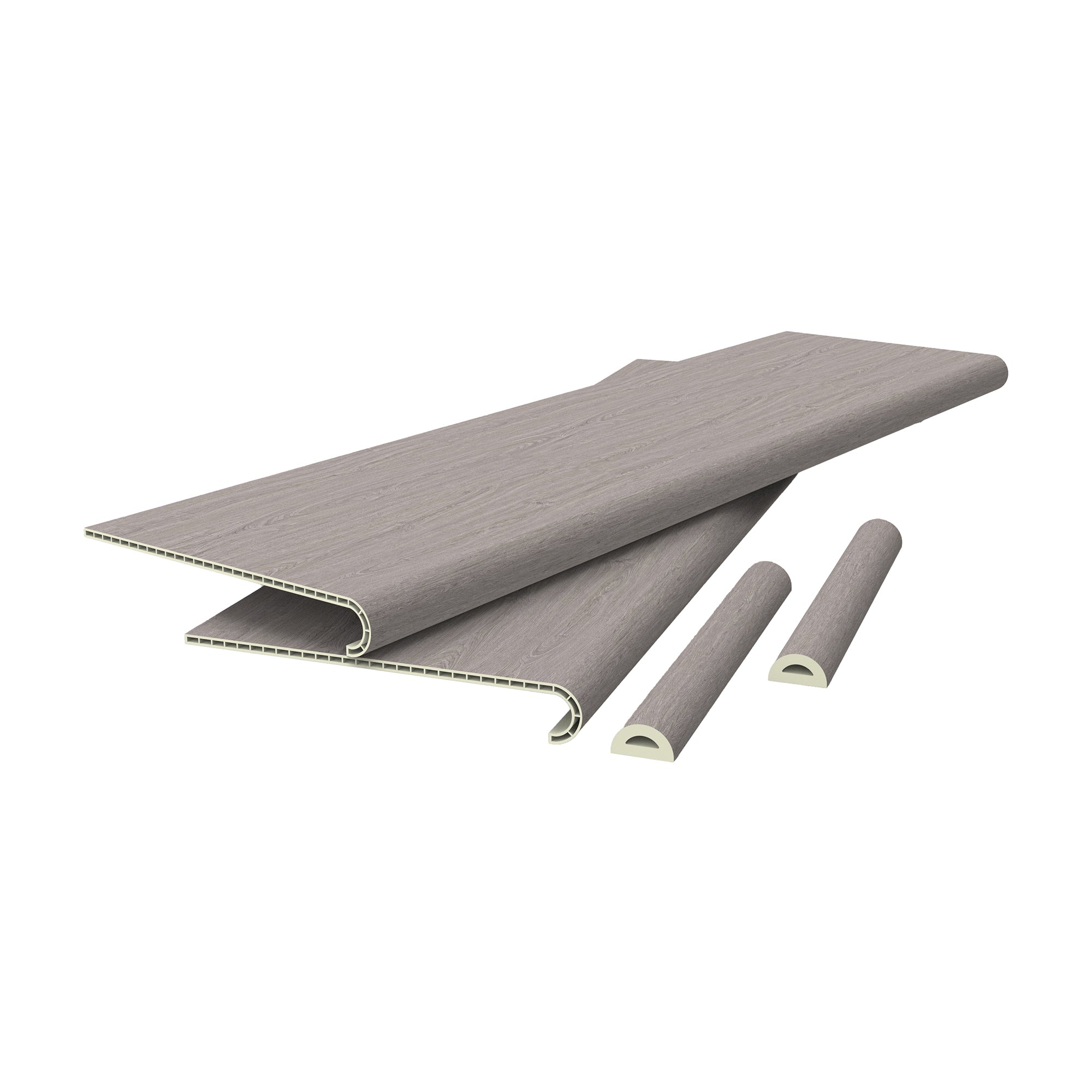 Set di 8 Profili Bunschoten Coprigradini Arrotondati in PVC 120 x 32 x 4,6 cm Ash Grey NEU.HOLZ