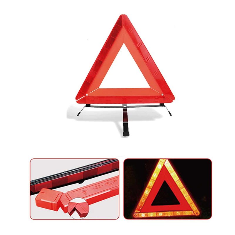Triangolo Emergenza Auto Riflettente Pieghevole Per Emergenza Stradale Omologato E8 27R035023 43x3cm