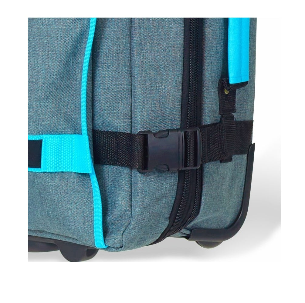 Trolley valigia da cabina in poliestere salvaspazio 55x40x20 cm grigio blu Everon