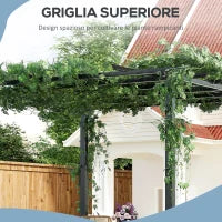 Gazebo Pergola da Giardino 3x3m Decorabile con Rampicanti in Metallo Nero