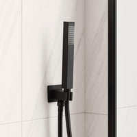 Kit set doccia ottone nero opaco con supporto presa acqua quadro *** confezione 1