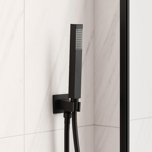 Kit set doccia ottone nero opaco con supporto presa acqua quadro *** confezione 1