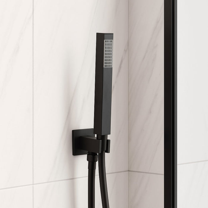 Kit set doccia ottone nero opaco con supporto presa acqua quadro *** confezione 1