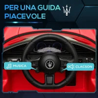 Macchina per Bambini Maserati MC20, Guida Manuale, Telecomando e Fari LED, Età 3-6 Anni, Rosso