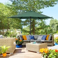 Ombrellone da Giardino 2x2 m a 6 Stecche con Presa d'Aria, in Alluminio, Metallo e Poliestere Verde