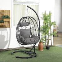 Sedia Sospesa da Giardino, Resistente alle Intemperie, Cuscino Incluso, 102 cm x 102 cm x 195 cm, Grigio Scuro