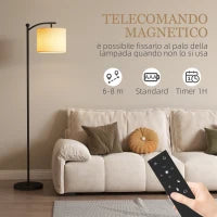 Lampada da Terra LED Dimmerabile con Telecomando, 11 Temperature e 11 Luminosità, Timer 60 Minuti, Nero
