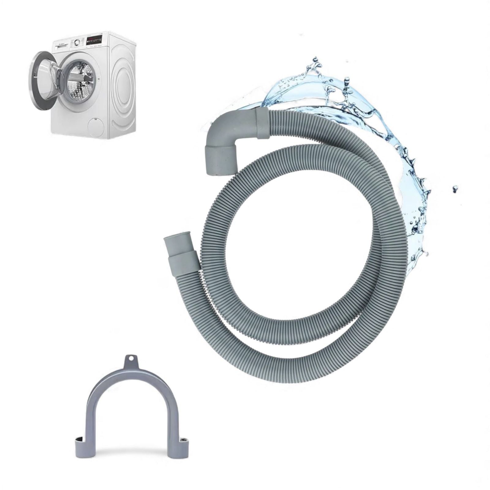Tubo di Scarico per Lavatrice 150 cm in PVC – Flessibile Universale e Resistente per Elettrodomestici Art.59053