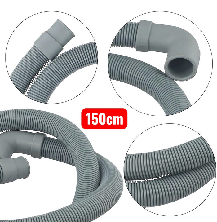 Tubo di Scarico per Lavatrice 150 cm in PVC – Flessibile Universale e Resistente per Elettrodomestici Art.59053