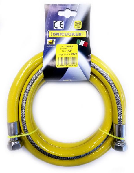 Tubo flessibile gas cucina 2 mt 1/2" EN 14800 UNICOOKER F/F CE EN 14800 L 200 cm