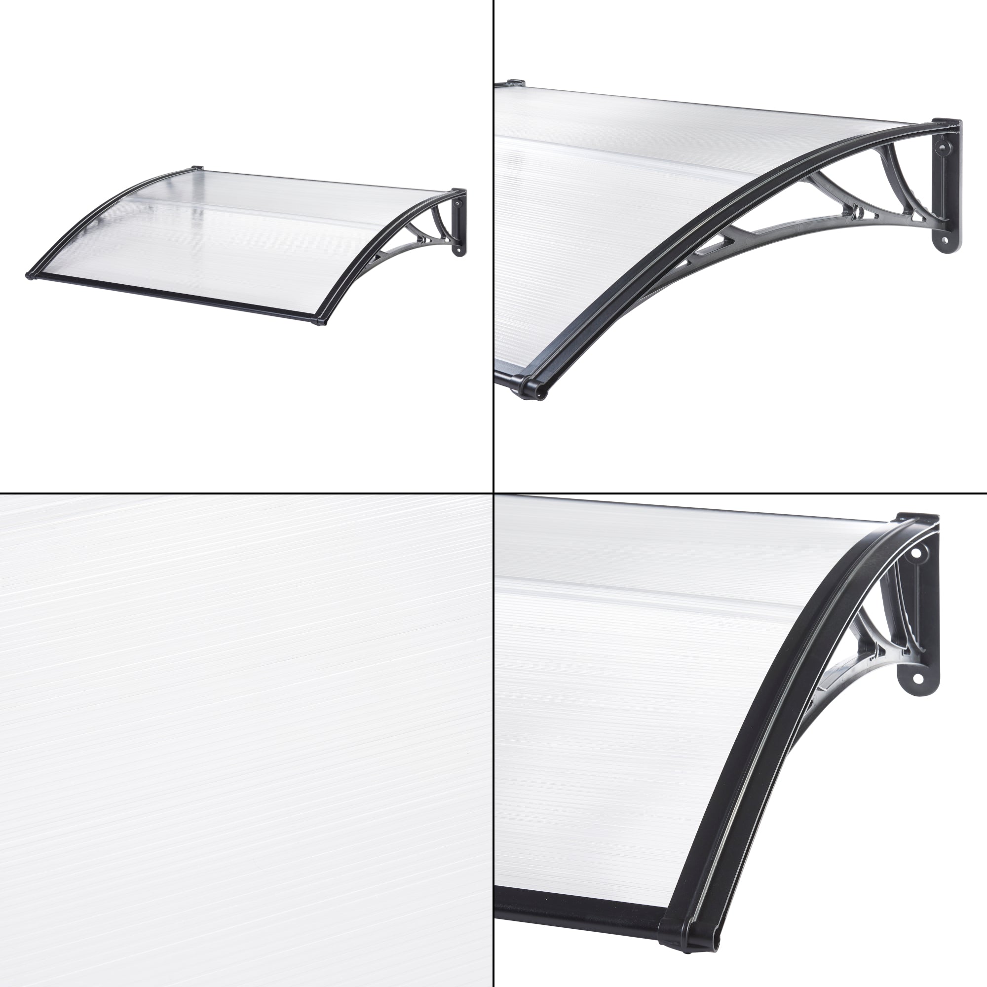 Tenda per porta d'ingresso design reception cappottina resistente alle intemperie 100 x 60 cm trasparente nero 03_0006382