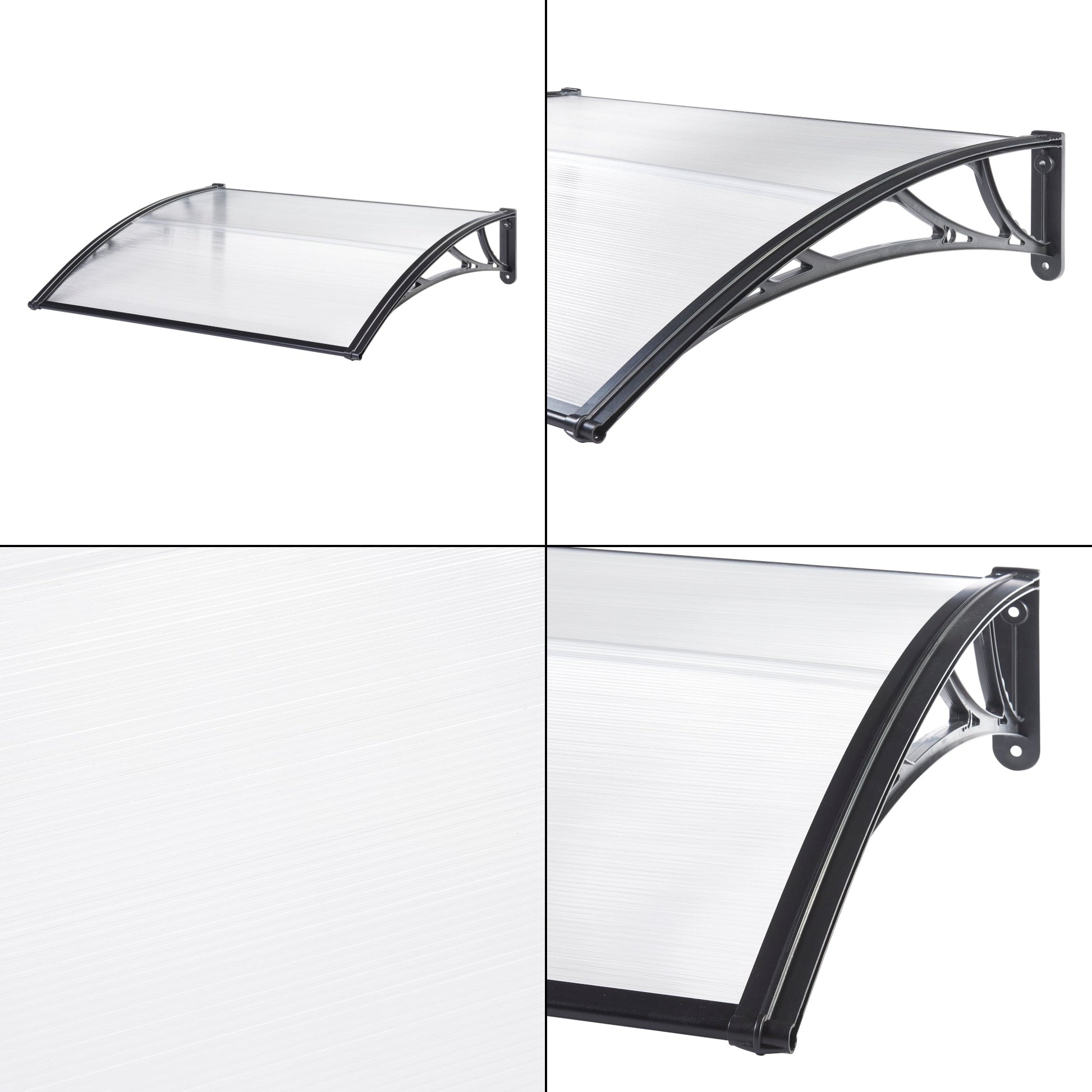 Tenda per porta d'ingresso design reception cappottina resistente alle intemperie 100 x 60 cm trasparente nero 03_0006382