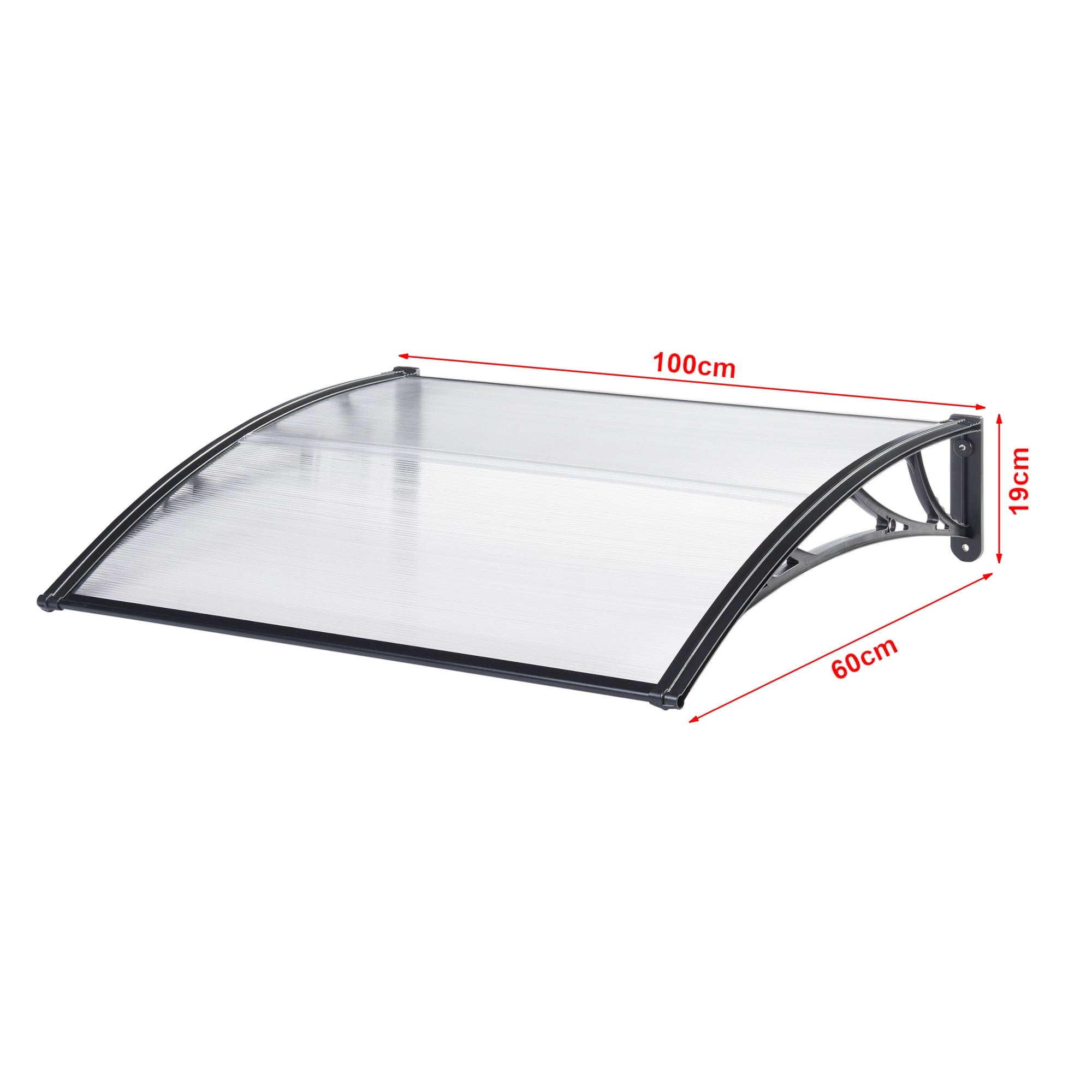 Tenda per porta d'ingresso design reception cappottina resistente alle intemperie 100 x 60 cm trasparente nero 03_0006382