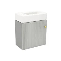 Mobile da bagno con lavabo e mobiletto sottolavabosospeso e con spazio contenitore, 46x26x56 cm, Grigio e Bianco