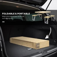 Tavolo da Picnic Pieghevole con Sgabelli Integrati e Foro per Ombrellone in Alluminio e Legno