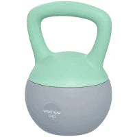 Kettlebell 6 kg con Manico Antiscivolo, Riempita di Sabbia Metallica, 19x19x28 cm, Verde e Grigio