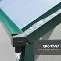 Serra da Giardino in Policarbonato 190x192x201cm, Serra per Piante con Base, Finestra, Porta Scorrevole e Struttura in Alluminio, Verde Scuro