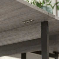 Tavolo Pieghevole a 2 Ribalte per 4 Persone con 2 Ripiani Aperti, in Legno e Metallo, 133.4x80x75 cm, Grigio