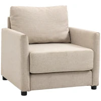 Poltrona Moderna in Tessuto Traspirante Effetto Lino con Tasca Interna, 80x85x88 cm, Beige