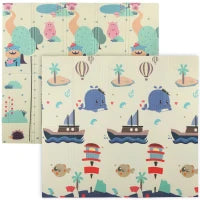 Tappeto per Bambini 0-6 Anni a Tema Animali con Superficie Impermeabile in XPE Multicolore, 196x176x1.5 cm