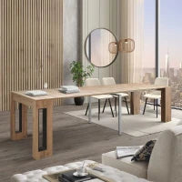 PAZZO DESIGN Tavolo Consolle Allungabile con porta prolunghe, Rovere Rustico, Made in Italy, da 45 a 300 cm