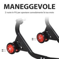 DURHAND Cavalletto Alzamoto Posteriore Universale e Regolabile Cavalletto Spostamoto per Moto Sportive Fino 200kg Nero