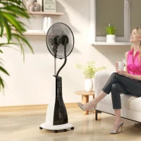 Ventilatore a Nebulizzazione da 3L a 3 Modalità e 3 Velocità, in Plastica e Metallo, 50x40x125 cm, Bianco e Nero