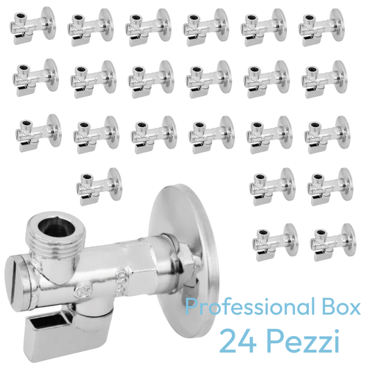 Rubinetto valvola ad angolo 1/2 3/8 con filtro acqua integrato per cucina e lavanderia *** (quantita) pezzi 24, confe...