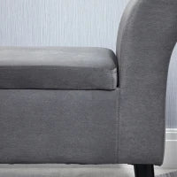 Panca Contenitore Imbottita per Camera in Tessuto Vellutato con Braccioli, 111.5x41x65cm - Grigio