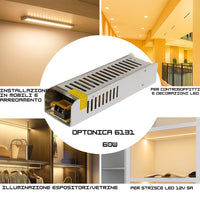 Alimentatore led sottile 60w 12v 5a ip20 per installazioni interne