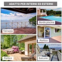 Sedia da Giardino Adironrack con Braccioli, in Rattan e Acciaio, 64x80x90 cm, Marrone e Blu