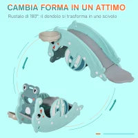 3-in-1 Cavallo a Dondolo Scivolo per Bambini e Canestro, Età 18-36 mesi, per Casa e Giardino, Verde