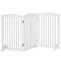 Cancellino per Cani Pieghevole a 3 Pannelli in Legno e Acciaio, 154x30x80 cm, Bianco