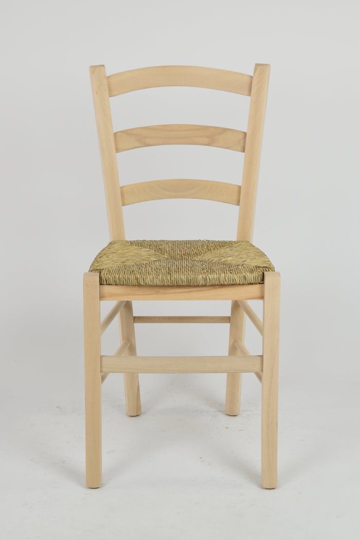 Set 2 sedie Venice Tommychairs, robusta struttura in faggio levigato, non trattato, 100% naturale e seduta in paglia