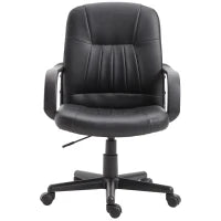 Sedia da Ufficio Ergonomica e Girevole, Poltrona da Ufficio con Altezza Regolabile in Similpelle 60x60x94-103cm Nero