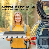 Piastra Barbecue a Gas con 4 Bruciatori da 2.4kw e Piano Antiaderente, 77x44.5x19cm, Argento