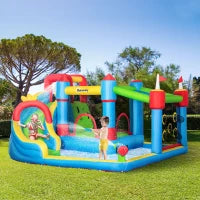 Castello Gonfiabile per Bambini con Scivolo, Trampolino e Piscina, 390x300x197cm