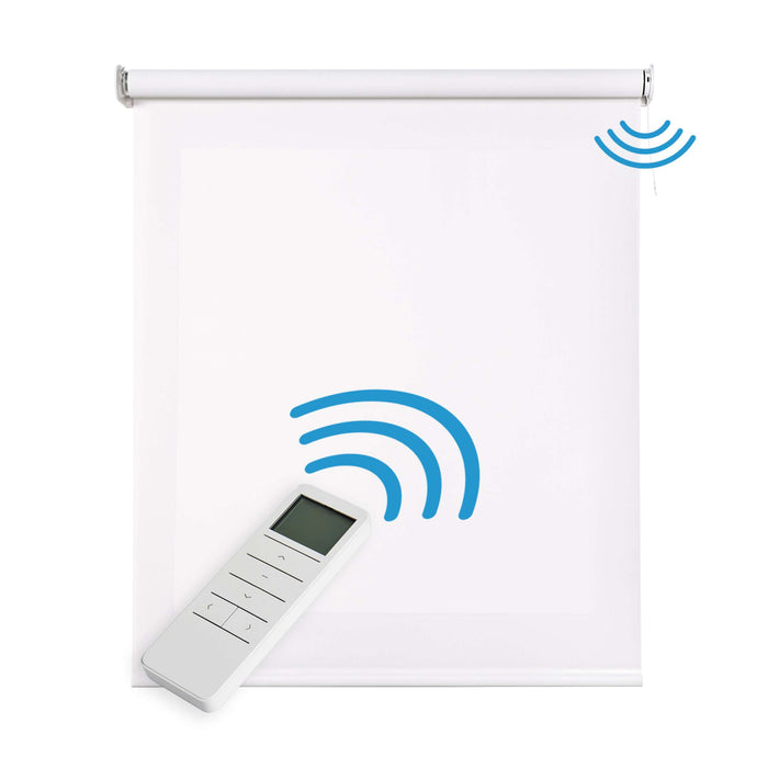 Tende a Rullo Motorizzate Screen Premium con finiture in alluminio Tessuto Tecnico con Motore e Telecomando  Bianco 100x250 cm