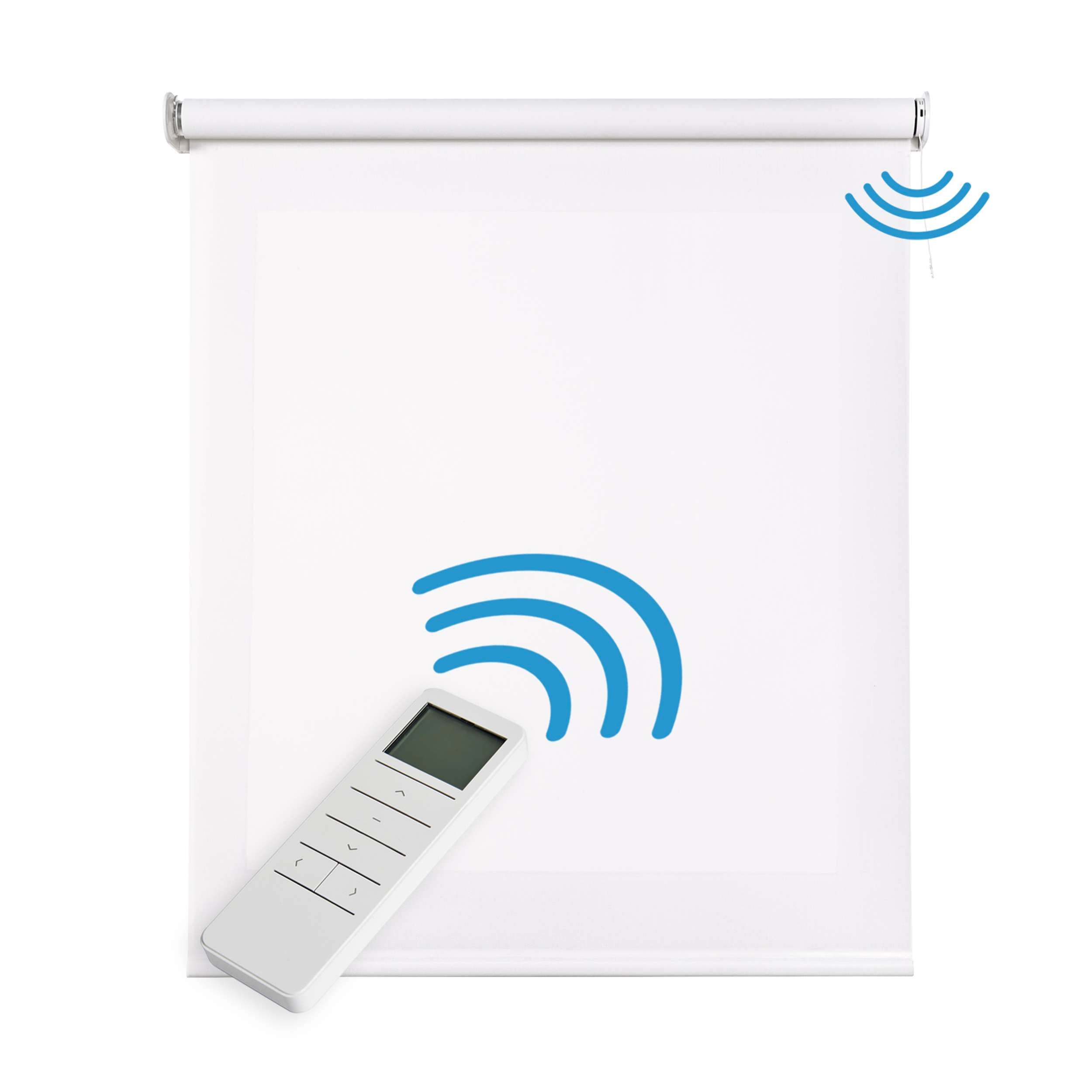 Tende a Rullo Motorizzate Screen Premium con finiture in alluminio Tessuto Tecnico con Motore e Telecomando  Bianco 100x180 cm