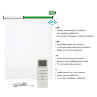 Tende a Rullo Motorizzate Screen Premium con finiture in alluminio Tessuto Tecnico con Motore e Telecomando  Bianco 140x250 cm