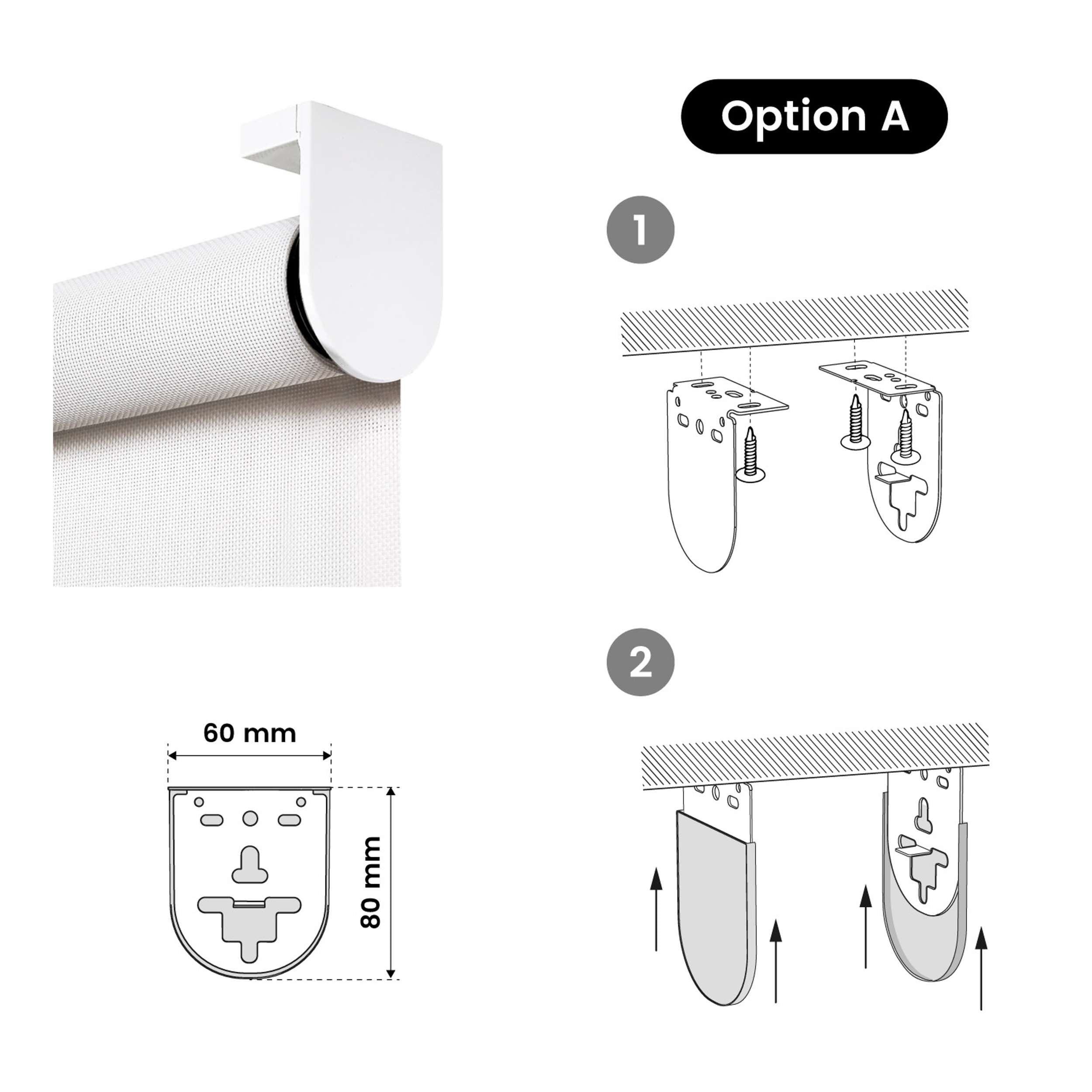 Tende a Rullo Motorizzate Screen Premium con finiture in alluminio Tessuto Tecnico con Motore e Telecomando  Bianco 120x250 cm