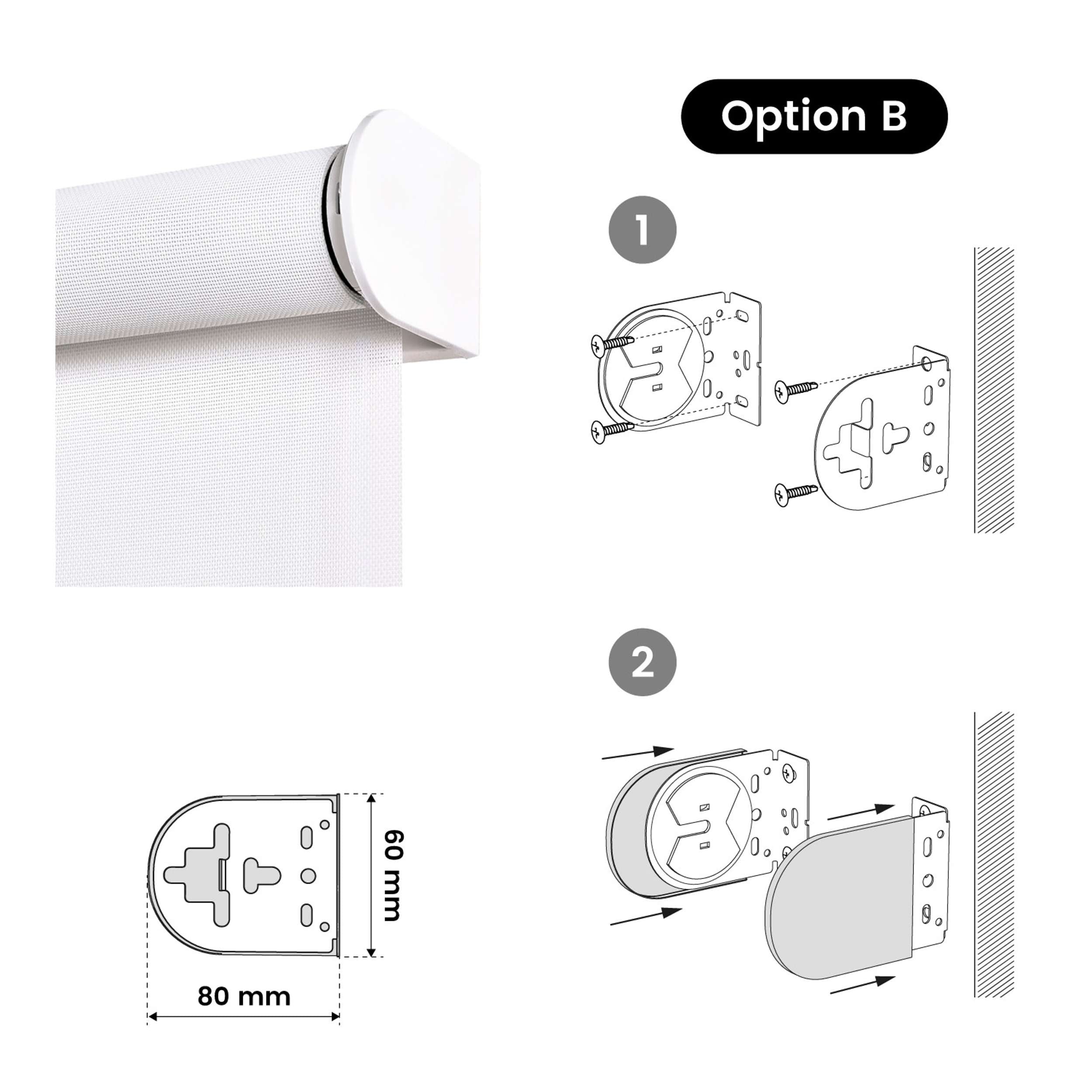 Tende a Rullo Motorizzate Screen Premium con finiture in alluminio Tessuto Tecnico con Motore e Telecomando  Bianco 100x250 cm