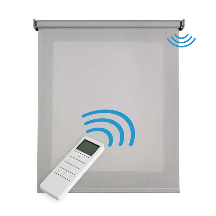 Tende a Rullo Motorizzate Screen Premium con finiture in alluminio Tessuto Tecnico con Motore e Telecomando  Grigia 60x180 cm