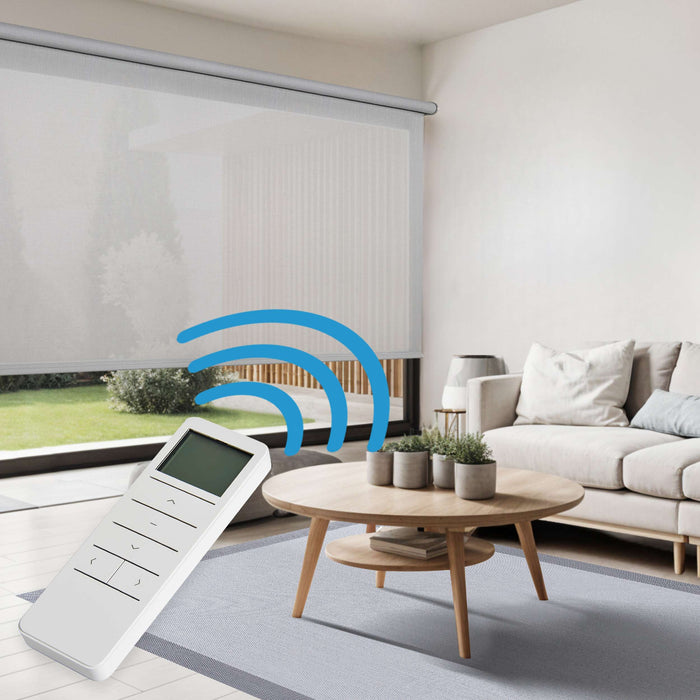 Tende a Rullo Motorizzate Screen Premium con finiture in alluminio Tessuto Tecnico con Motore e Telecomando  Grigia 60x180 cm