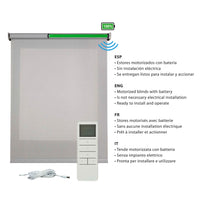 Tende a Rullo Motorizzate Screen Premium con finiture in alluminio Tessuto Tecnico con Motore e Telecomando  Grigia 60x180 cm