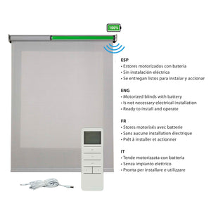 Tende a Rullo Motorizzate Screen Premium con finiture in alluminio Tessuto Tecnico con Motore e Telecomando  Grigia 60x180 cm