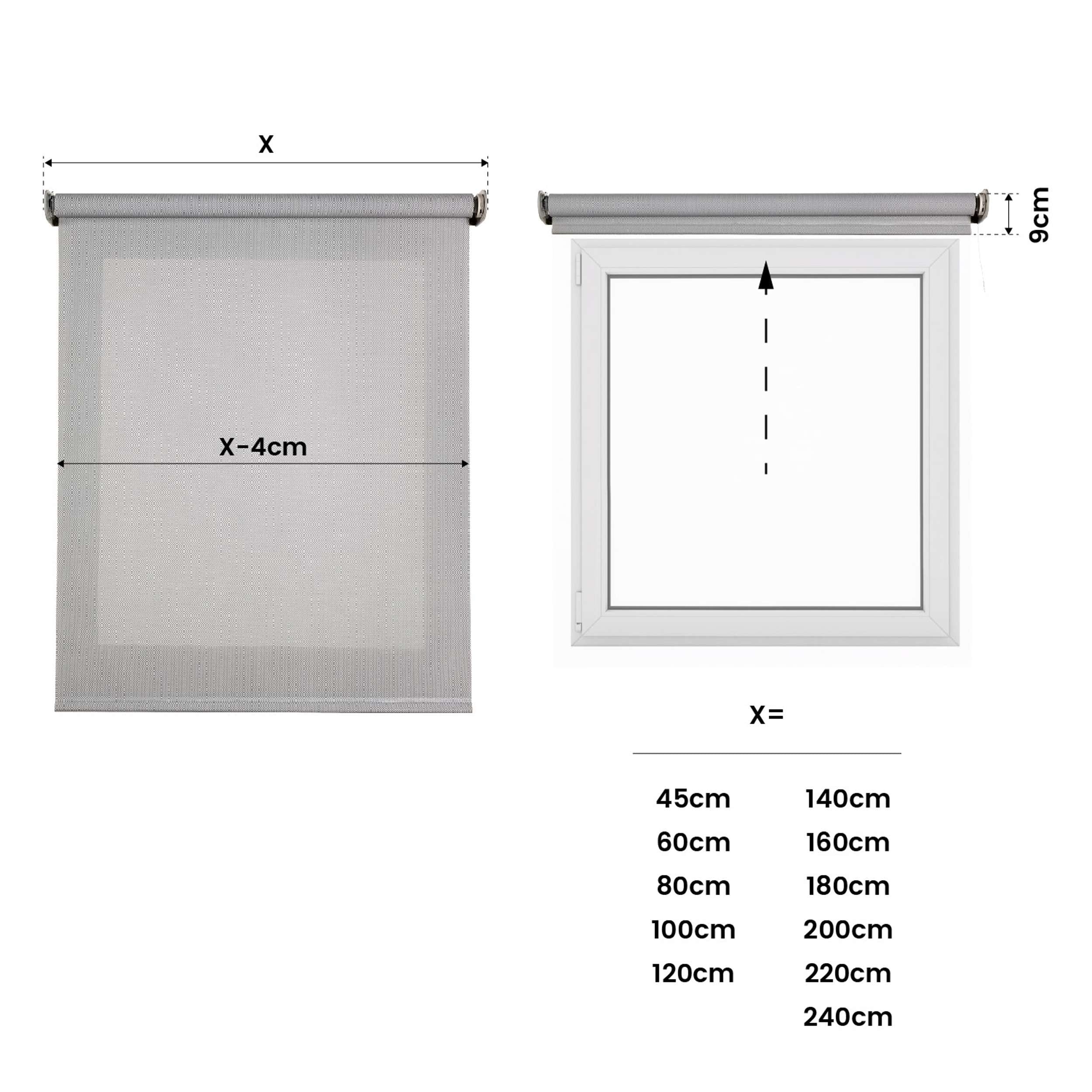Tende a Rullo Motorizzate Screen Premium con finiture in alluminio Tessuto Tecnico con Motore e Telecomando  Grigia 80x180 cm