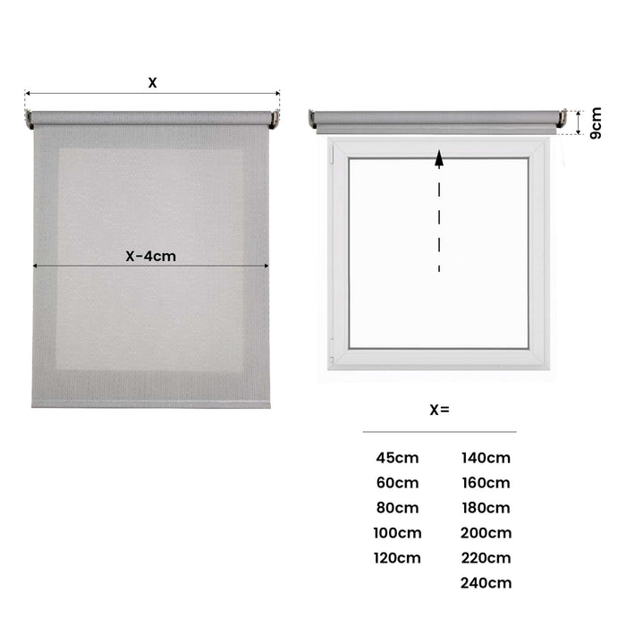 Tende a Rullo Motorizzate Screen Premium con finiture in alluminio Tessuto Tecnico con Motore e Telecomando  Grigia 80x180 cm