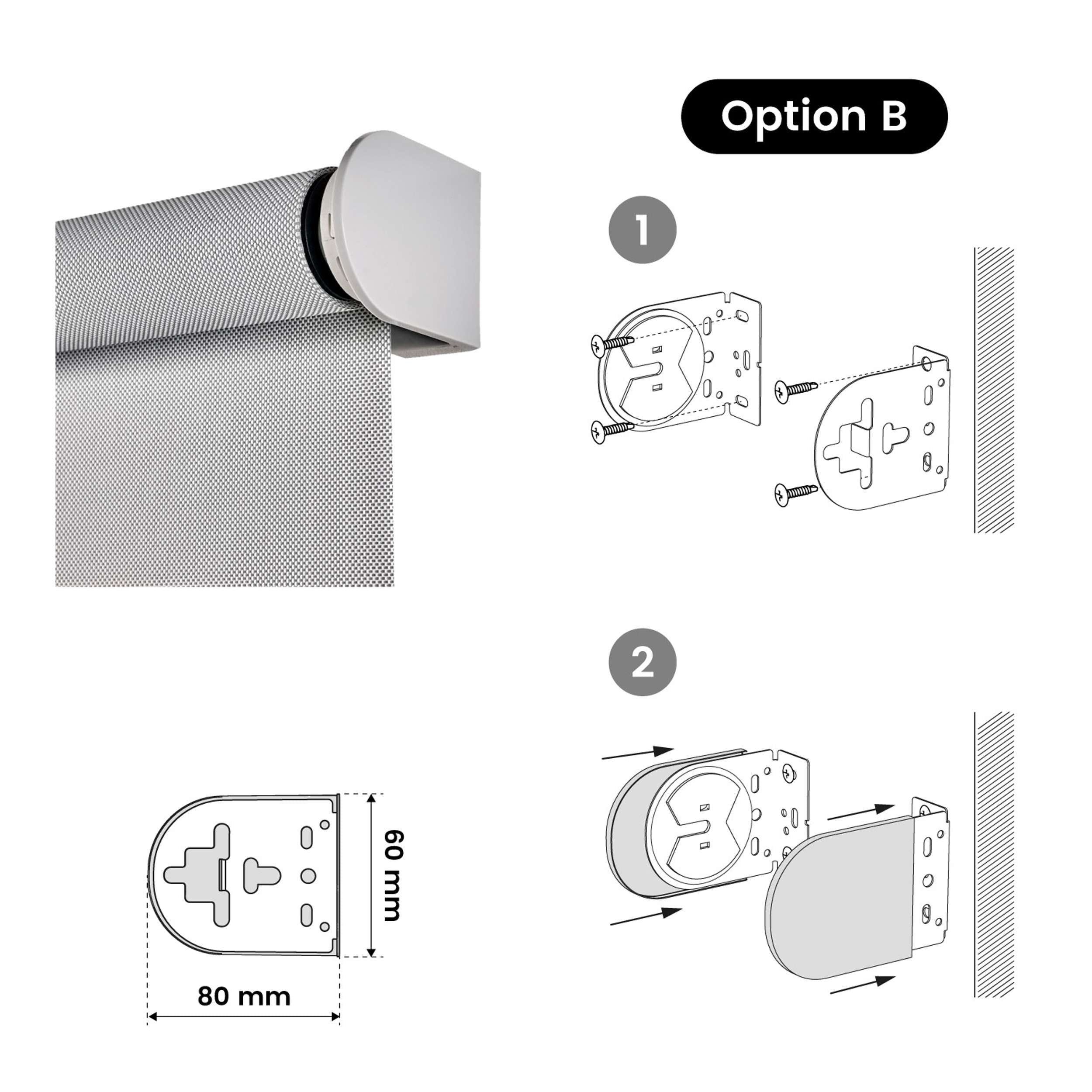 Tende a Rullo Motorizzate Screen Premium con finiture in alluminio Tessuto Tecnico con Motore e Telecomando  Grigia 80x250 cm