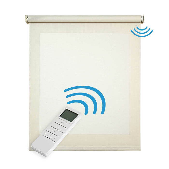 Tende a Rullo Motorizzate Screen Premium con finiture in alluminio Tessuto Tecnico con Motore e Telecomando  Beige 60x180 cm